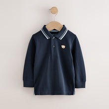 Load image into Gallery viewer, Navy Long Sleeve Polo Shirt (3mths-6yrs)
