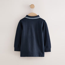 Load image into Gallery viewer, Navy Long Sleeve Polo Shirt (3mths-6yrs)
