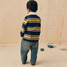 Load image into Gallery viewer, Navy/Yellow Striped Long Sleeve Rugby Polo Shirt (3mths-6yrs)
