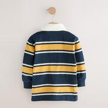 Load image into Gallery viewer, Navy/Yellow Striped Long Sleeve Rugby Polo Shirt (3mths-6yrs)
