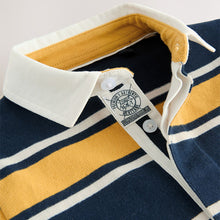 Load image into Gallery viewer, Navy/Yellow Striped Long Sleeve Rugby Polo Shirt (3mths-6yrs)
