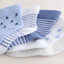 Load image into Gallery viewer, Blue/White Baby Socks 5 Pack (3mths-2yrs)
