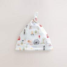 Load image into Gallery viewer, Blue London Tie Top Baby Hats 3 Pack (0-12mths)
