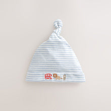 Load image into Gallery viewer, Blue London Tie Top Baby Hats 3 Pack (0-12mths)
