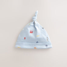 Load image into Gallery viewer, Blue London Tie Top Baby Hats 3 Pack (0-12mths)

