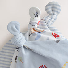 Load image into Gallery viewer, Blue London Tie Top Baby Hats 3 Pack (0-12mths)
