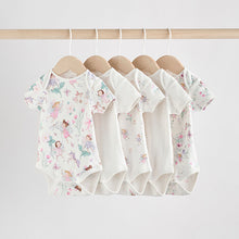 Load image into Gallery viewer, Ecru Fairy Short Sleeve Bodysuits 5 Pack
