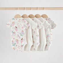 Load image into Gallery viewer, Ecru Fairy Short Sleeve Bodysuits 5 Pack
