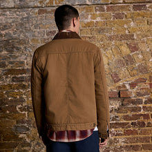 Load image into Gallery viewer, Tan Brown Canvas Borg Lined Jacket
