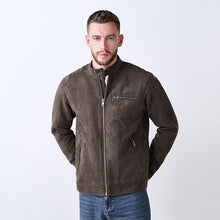 Load image into Gallery viewer, Brown Faux Suede Borg Lined Zip Jacket
