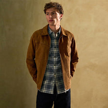 Load image into Gallery viewer, Tan Brown Faux Suede Harrington Jacket
