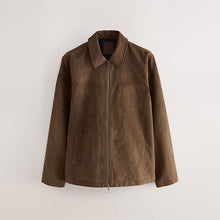 Load image into Gallery viewer, Tan Brown Faux Suede Harrington Jacket
