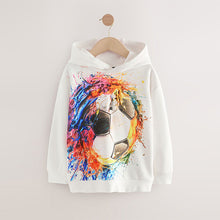 Load image into Gallery viewer, White Football Older Boys Graphic Print Hoodie (3-12yrs)
