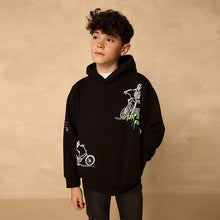 Load image into Gallery viewer, Black Skeleton Older Boys Graphic Print Hoodie (3-12yrs)
