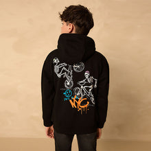Load image into Gallery viewer, Black Skeleton Older Boys Graphic Print Hoodie (3-12yrs)
