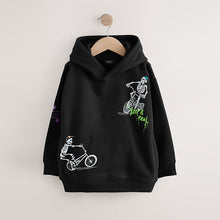 Load image into Gallery viewer, Black Skeleton Older Boys Graphic Print Hoodie (3-12yrs)
