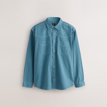 Load image into Gallery viewer, Blue Twin Pocket Western Style Long Sleeve Shirt
