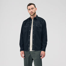 Load image into Gallery viewer, Black Twin Pocket Western Style Long Sleeve Shirt
