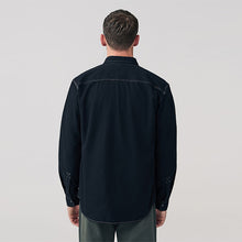 Load image into Gallery viewer, Black Twin Pocket Western Style Long Sleeve Shirt
