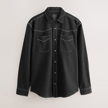 Load image into Gallery viewer, Black Twin Pocket Western Style Long Sleeve Shirt
