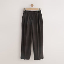 Load image into Gallery viewer, Chocolate Brown Check Double Pleat Straight Leg Trousers
