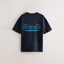 Load image into Gallery viewer, Navy Copenhagen Regular Fit Graphic Print Heavy Weight T-Shirt
