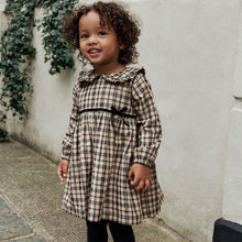 Load image into Gallery viewer, Neutral Check Long Sleeve Collar Dress (3mths-6yrs)
