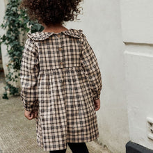 Load image into Gallery viewer, Neutral Check Long Sleeve Collar Dress (3mths-6yrs)
