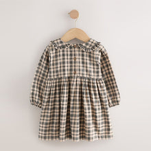 Load image into Gallery viewer, Neutral Check Long Sleeve Collar Dress (3mths-6yrs)
