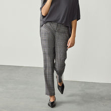 Load image into Gallery viewer, Grey Check Sculpting Slim Leg Trousers
