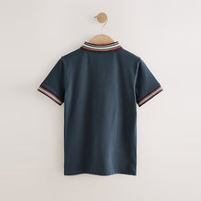 Load image into Gallery viewer, Grey Stripe Tipped Collar Short Sleeve Polo Shirt (4-12yrs)
