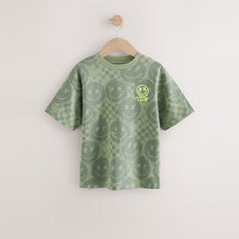 Load image into Gallery viewer, Khaki Green Checkerboard Relaxed Fit Short Sleeve All-Over Print T-Shirt (3-12yrs)
