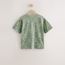 Load image into Gallery viewer, Khaki Green Checkerboard Relaxed Fit Short Sleeve All-Over Print T-Shirt (3-12yrs)
