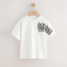 Load image into Gallery viewer, White Savage Back Print Relaxed Fit Short Sleeve Graphic T-Shirt (3-12yrs)
