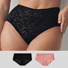 Load image into Gallery viewer, Black/Pink Lace Midi Knickers 2 Pack
