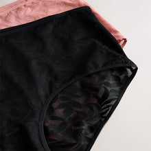 Load image into Gallery viewer, Black/Pink Lace Midi Knickers 2 Pack
