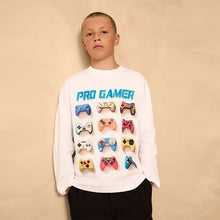 Load image into Gallery viewer, White Gamer Relaxed Fit Graphic Long Sleeve Cotton T-Shirt (3-12yrs)
