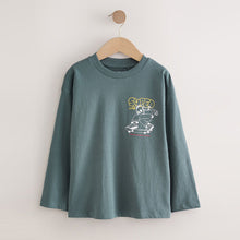 Load image into Gallery viewer, Grey Back Print Relaxed Fit Graphic Long Sleeve Cotton T-Shirt (6-12yrs)
