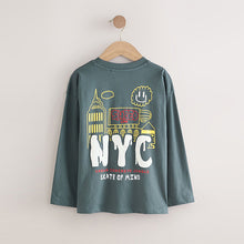 Load image into Gallery viewer, Grey Back Print Relaxed Fit Graphic Long Sleeve Cotton T-Shirt (6-12yrs)

