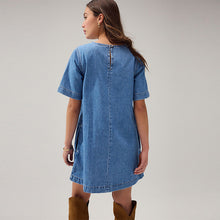 Load image into Gallery viewer, Mid Blue Denim T-Shirt Mini Dress
