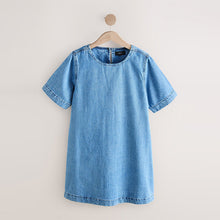 Load image into Gallery viewer, Mid Blue Denim T-Shirt Mini Dress
