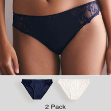 Load image into Gallery viewer, Navy/Cream Embroidered Knickers 2 Pack
