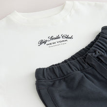 Load image into Gallery viewer, White/Black Short Sleeve T-Shirt and Utility Joggers Set (3mths-6yrs)
