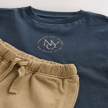 Load image into Gallery viewer, Navy/Tan Short Sleeve T-Shirt and Utility Joggers Set (3mths-6yrs)
