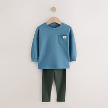 Load image into Gallery viewer, Blue Long Sleeve Top and Leggings Set (3mths-6yrs)
