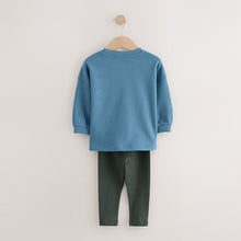 Load image into Gallery viewer, Blue Long Sleeve Top and Leggings Set (3mths-6yrs)
