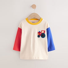 Load image into Gallery viewer, Multi Bright Hotchpotch Tractor Long Sleeve Appliqué T-Shirt (3mths-6yrs)
