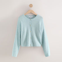 Load image into Gallery viewer, Light Blue Soft Touch Crew Neck Knitted Cardigan With Wool
