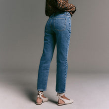 Load image into Gallery viewer, Dark Blue Mid Rise Ankle Straight Leg Jeans
