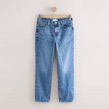 Load image into Gallery viewer, Dark Blue Mid Rise Ankle Straight Leg Jeans
